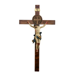 Krzyż drewniany Św.Benedykta na ścianę 132 cm / na zamówienie